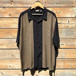 Axist Soprano Two tone silk button up shirt- Size XL